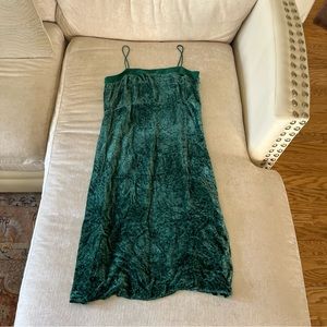 Never before worn Anthropologie green velvet slip dress